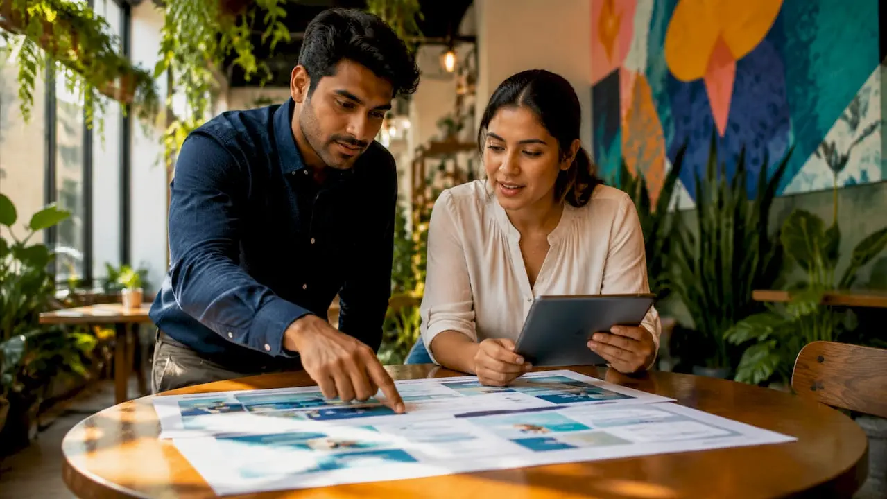 Two professionals comparing membership fee structures