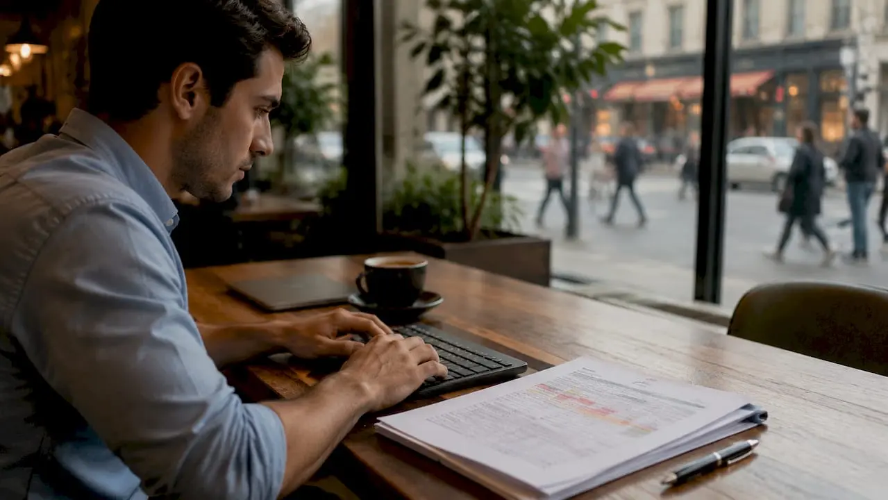 Close-up hands inputting CRM contact details