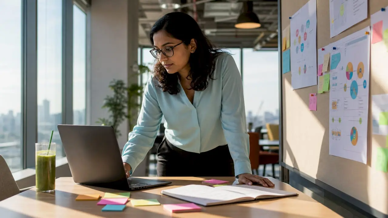 Businesswoman preparing CRM integration documents