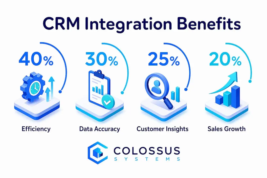 Infographic showing key benefits of CRM integration