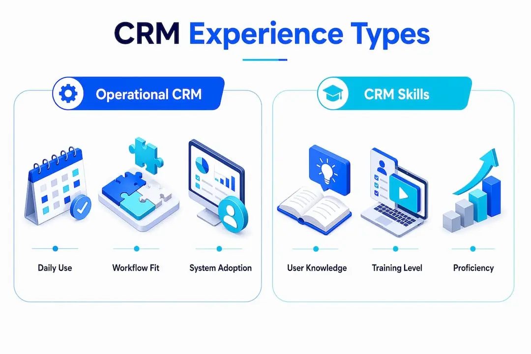 Infographic comparing operational CRM and CRM skills