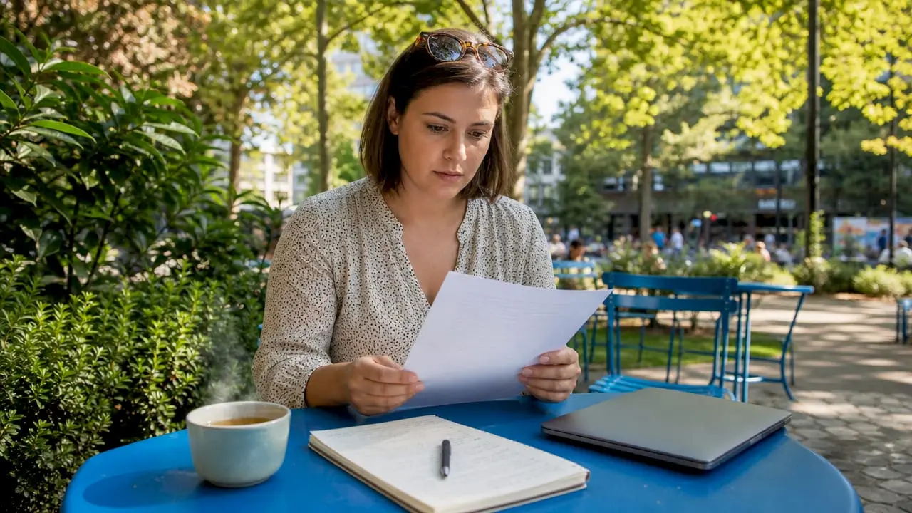 Woman reviewing membership list papers