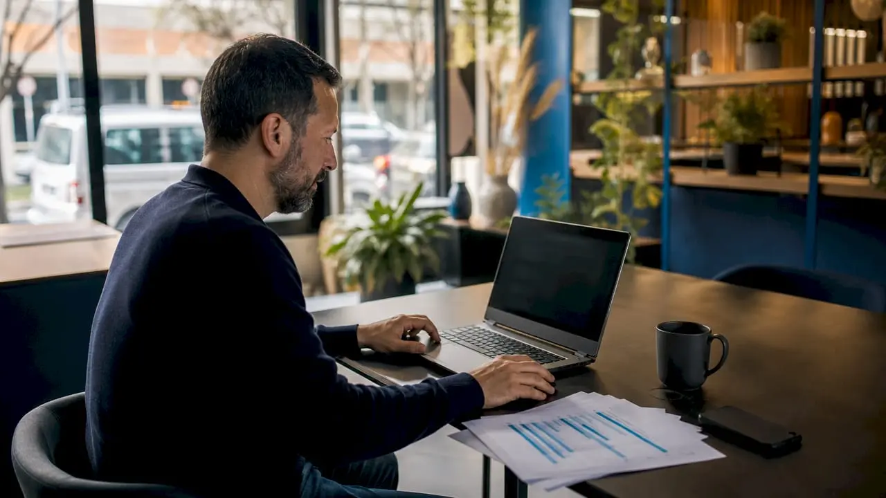 Man working on membership segments at computer