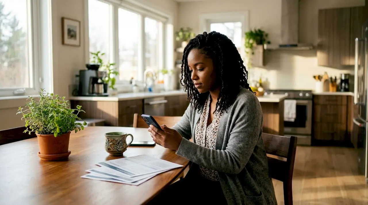 Woman checking member engagement on phone