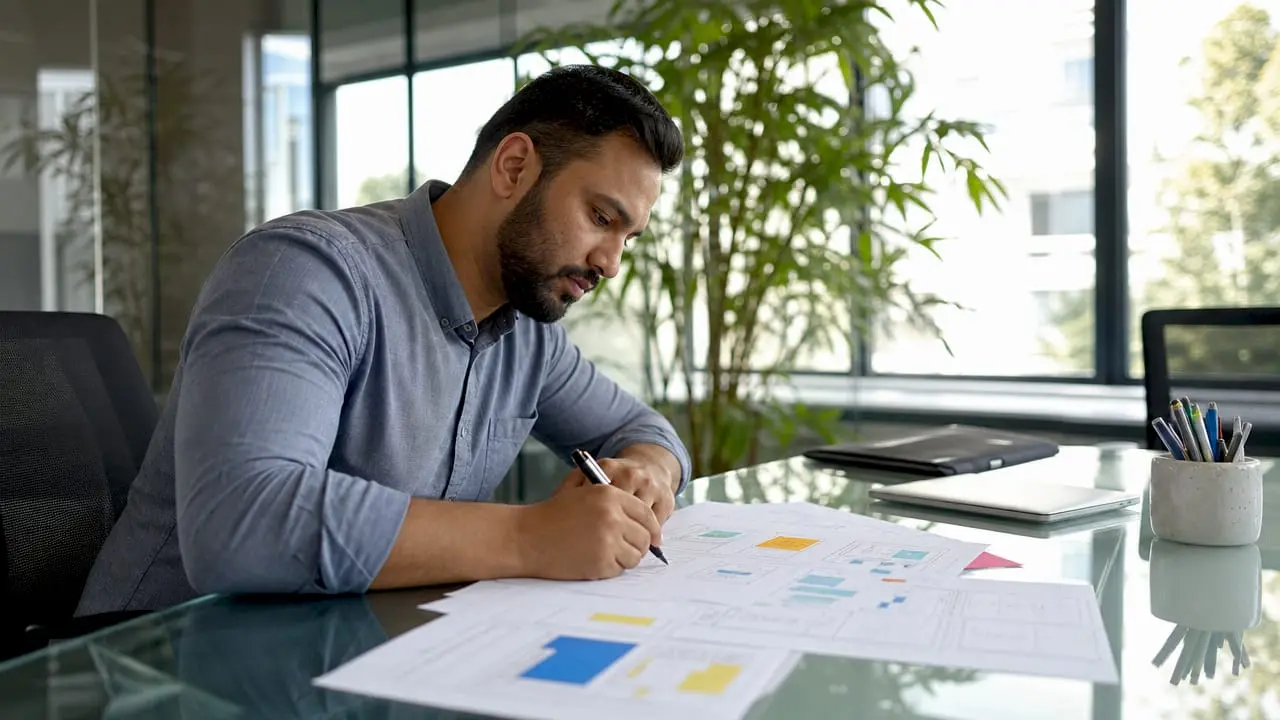 Team leader planning CRM system integration notes