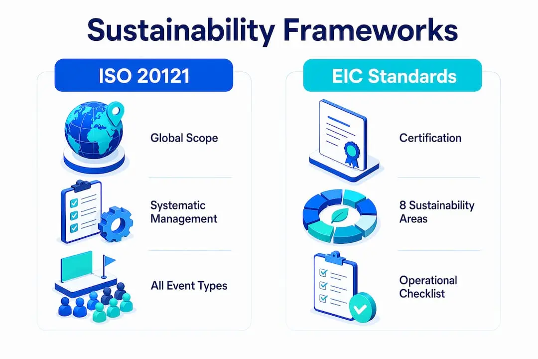 Infographic comparing ISO 20121 and EIC Sustainable Event Standards