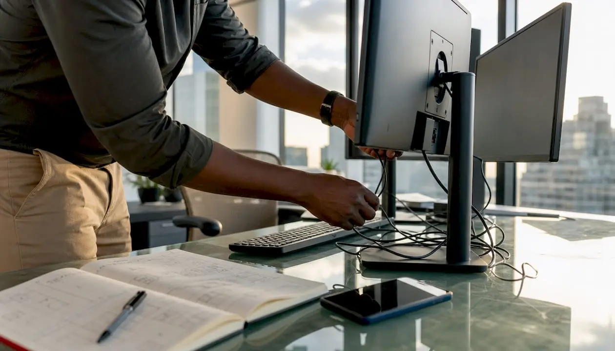 Close-up of hands configuring membership platform setup
