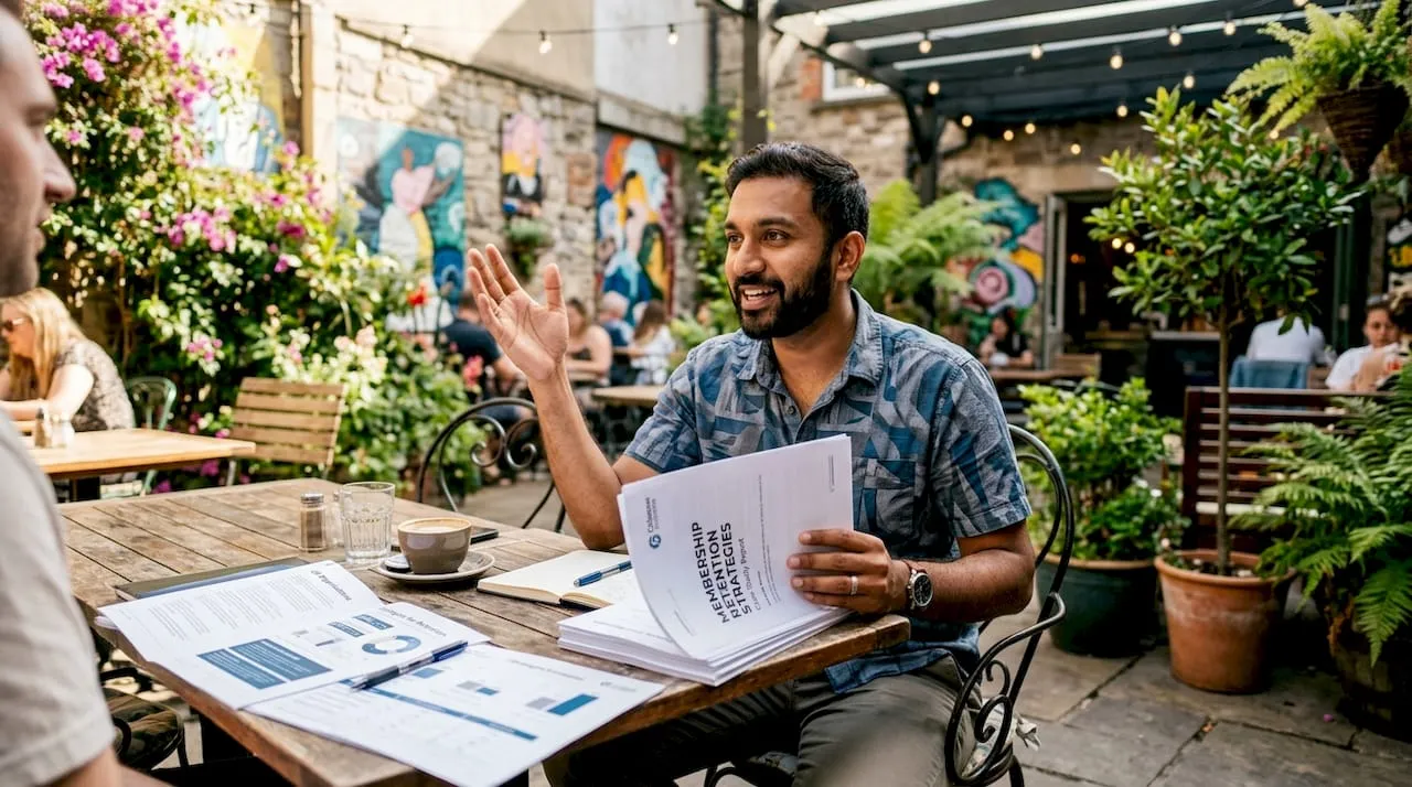 Man using tablet for retention strategies