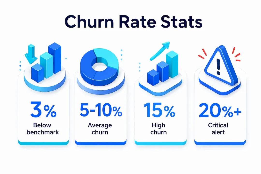 Infographic showing membership churn rate statistics