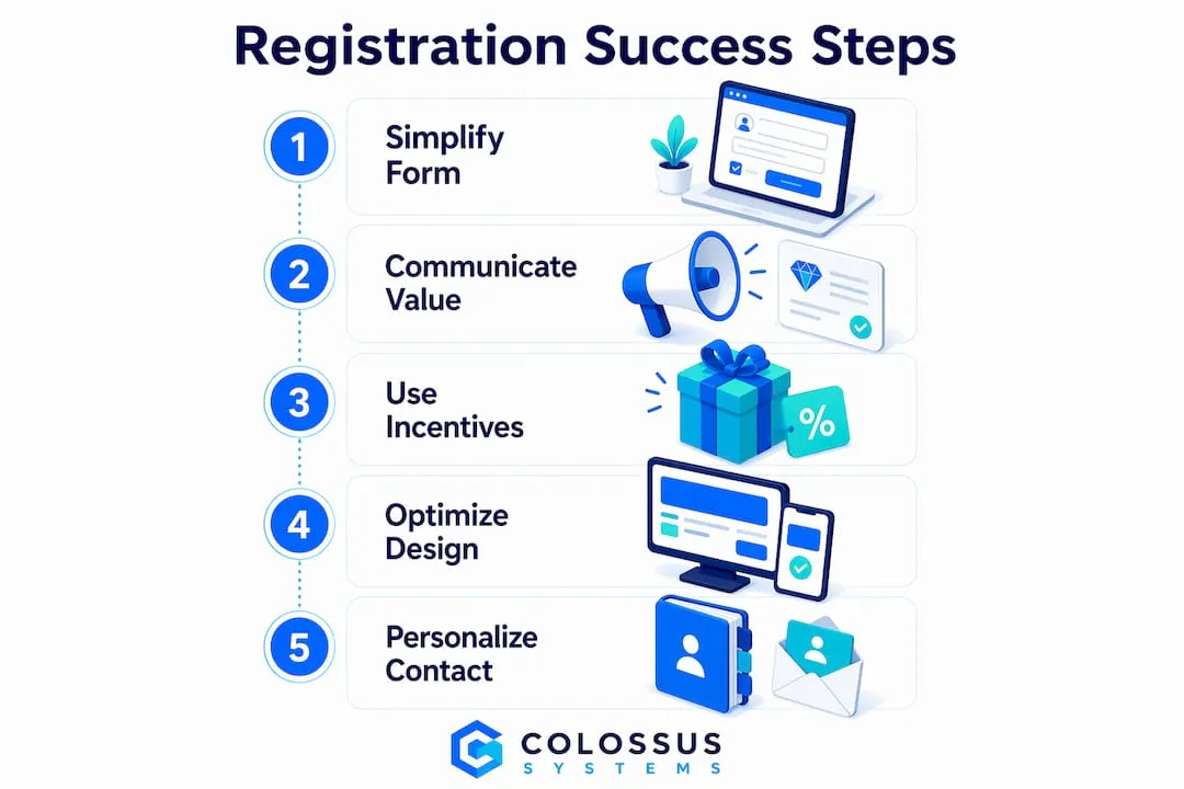 Infographic showing online event registration steps