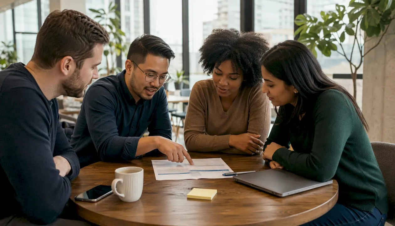 People collaborating on membership form testing