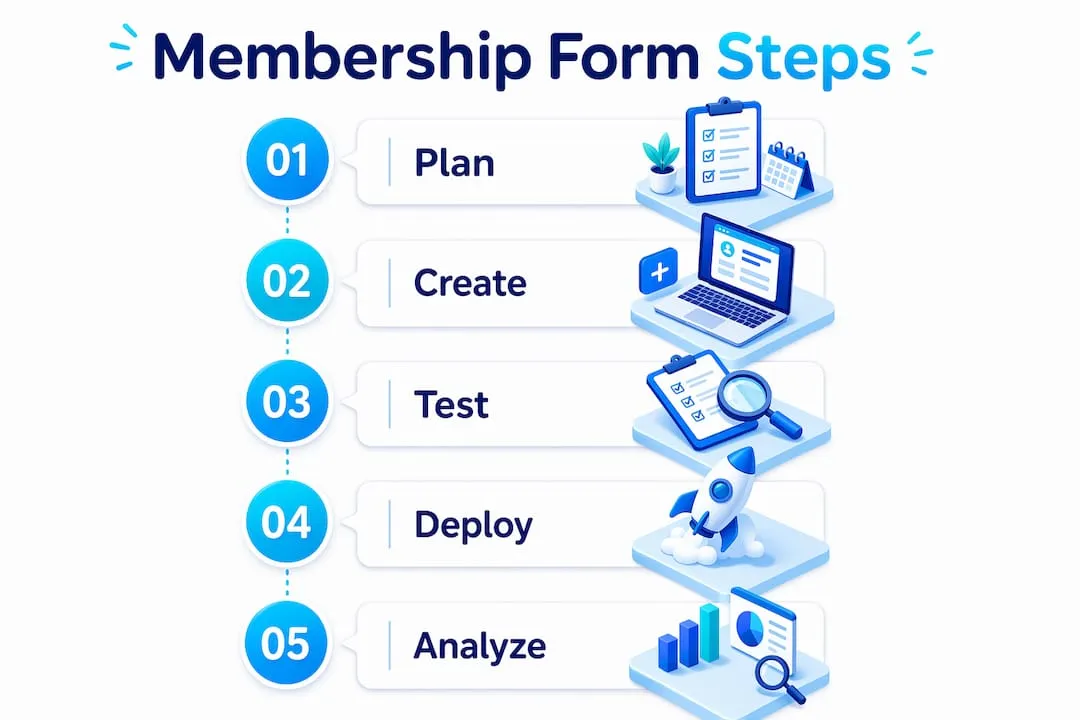 Infographic showing membership form steps