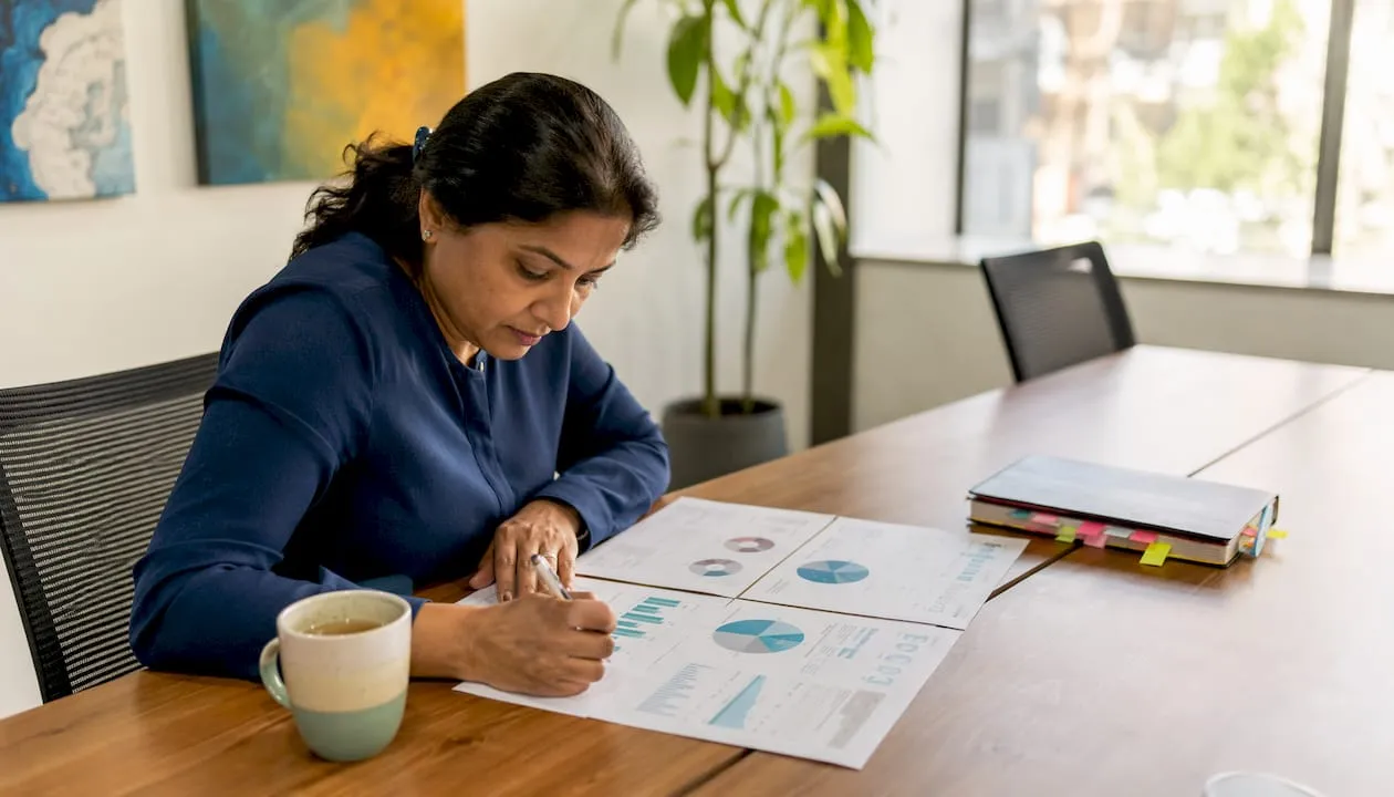 Woman reviewing membership organisation KPIs