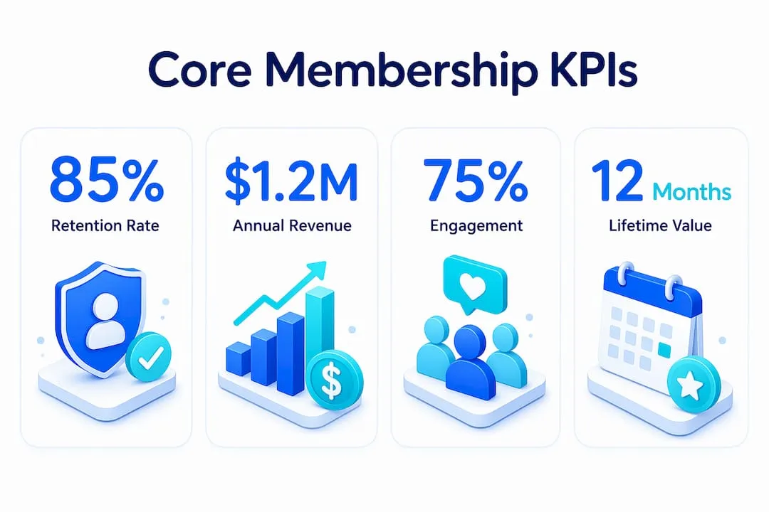 Infographic showing core KPIs for membership organisations with stats