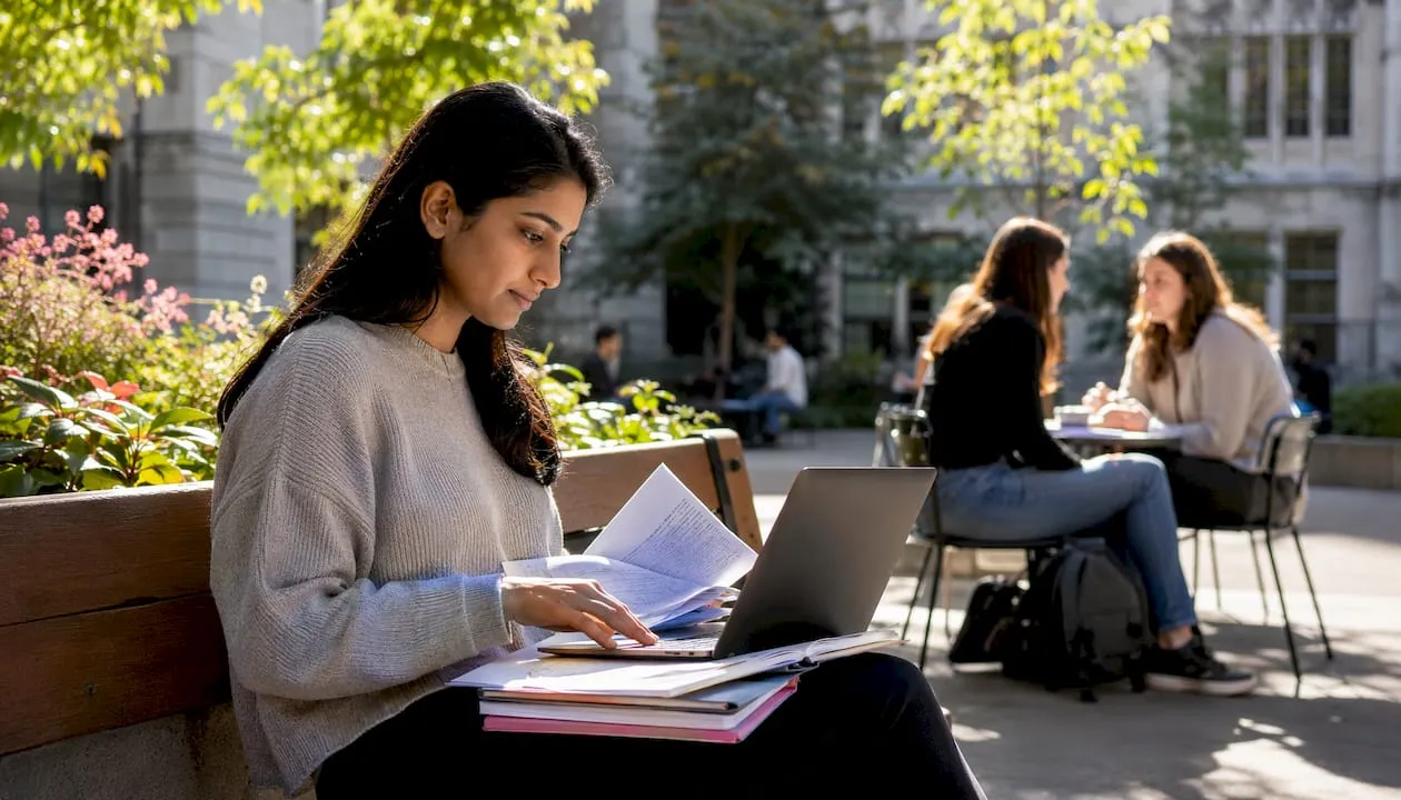 Woman working on student lifecycle management documents