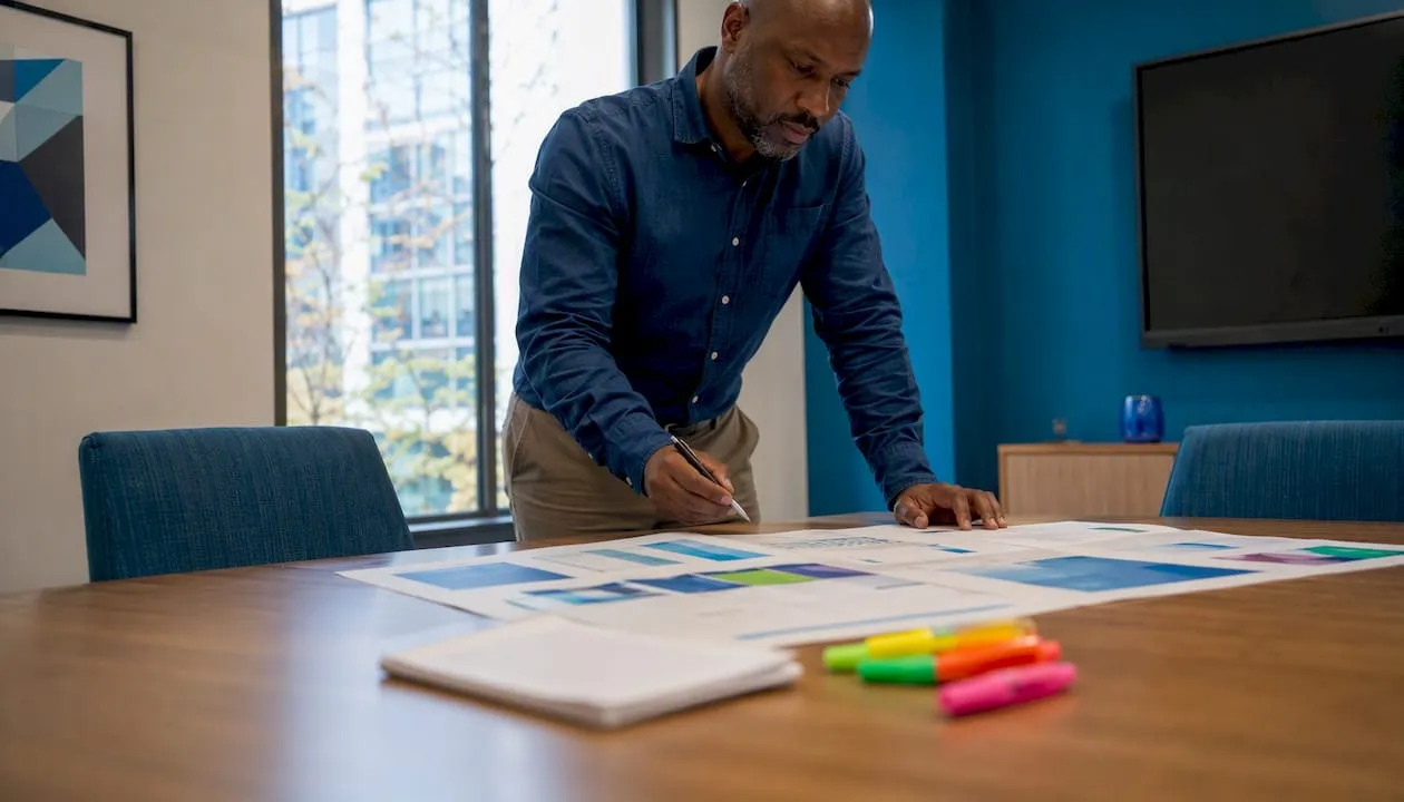 Nonprofit worker reviewing membership lifecycle charts