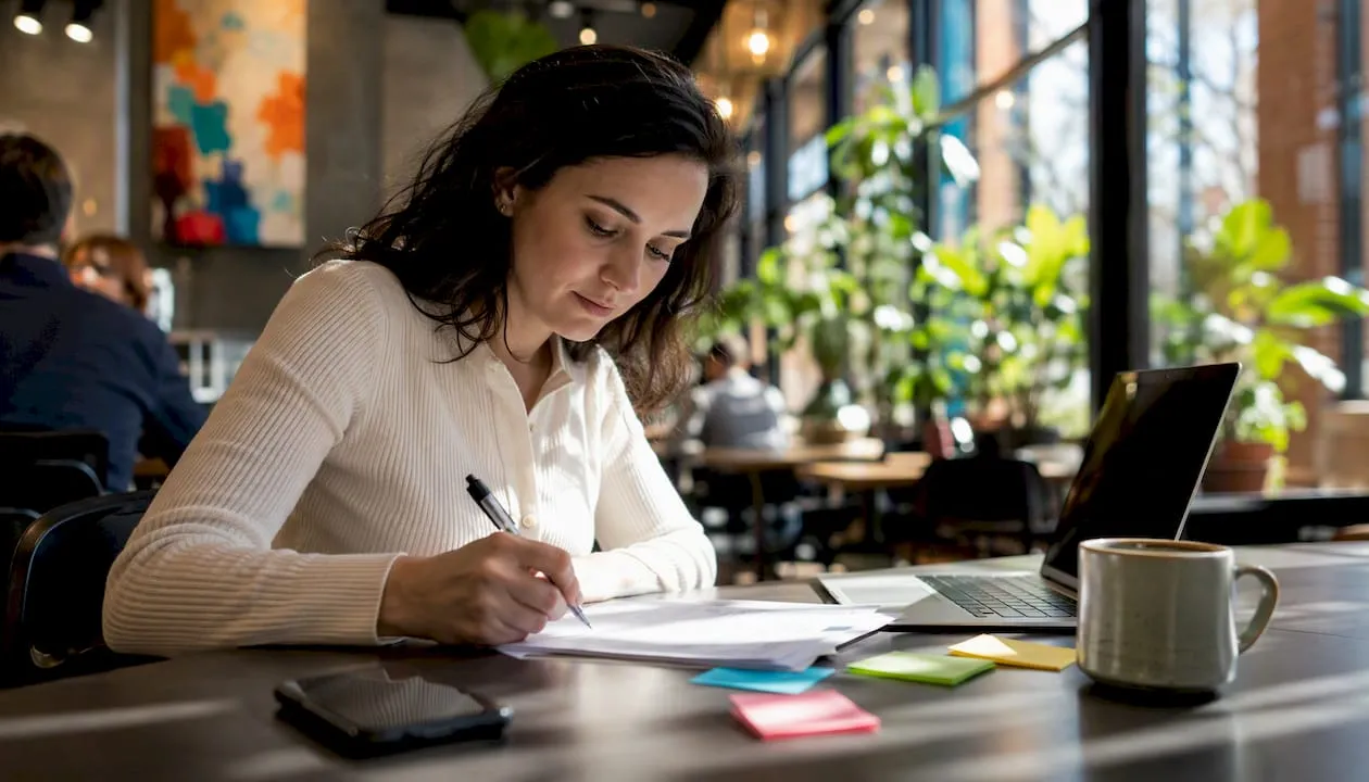 Woman completing business registration paperwork