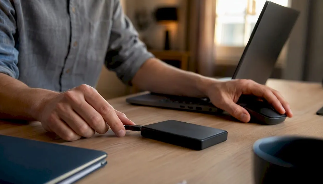 Hands installing ecommerce plugin on laptop