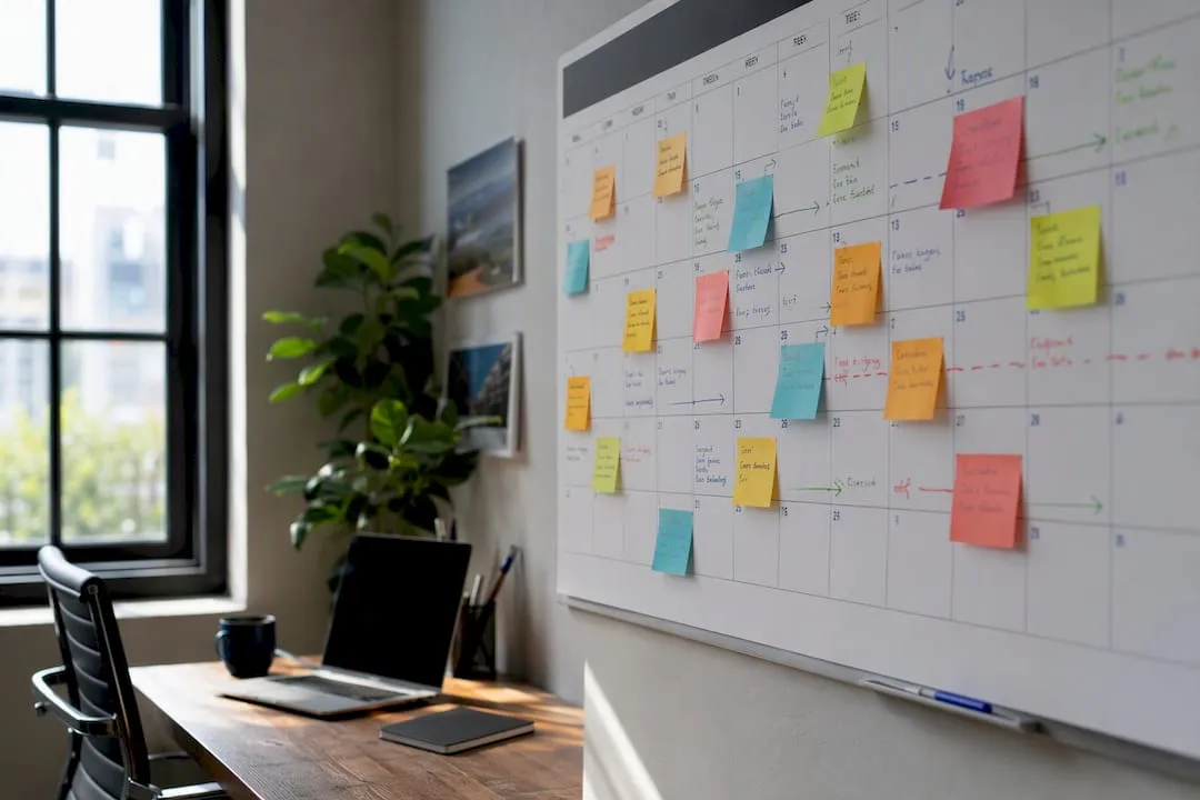Desk calendar marked for code review