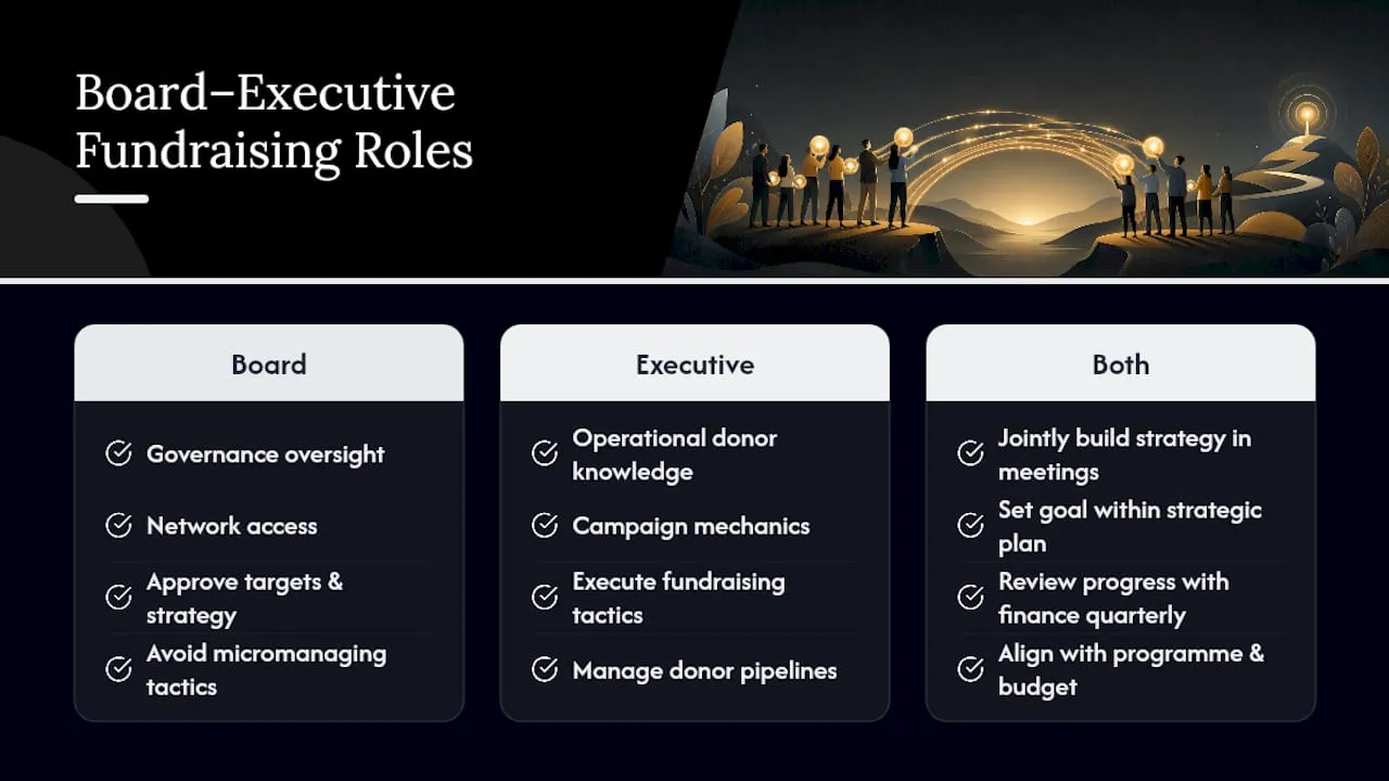 Diagram of board and executive fundraising partnership