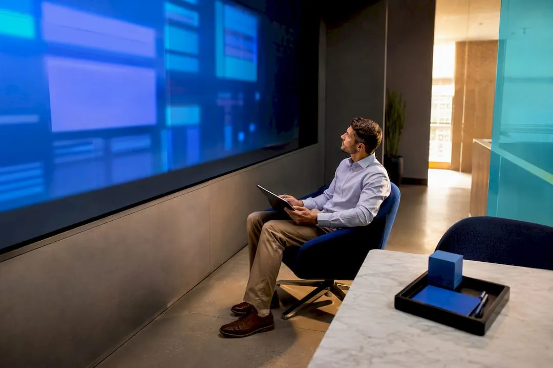 Institutional researcher reviewing data dashboards