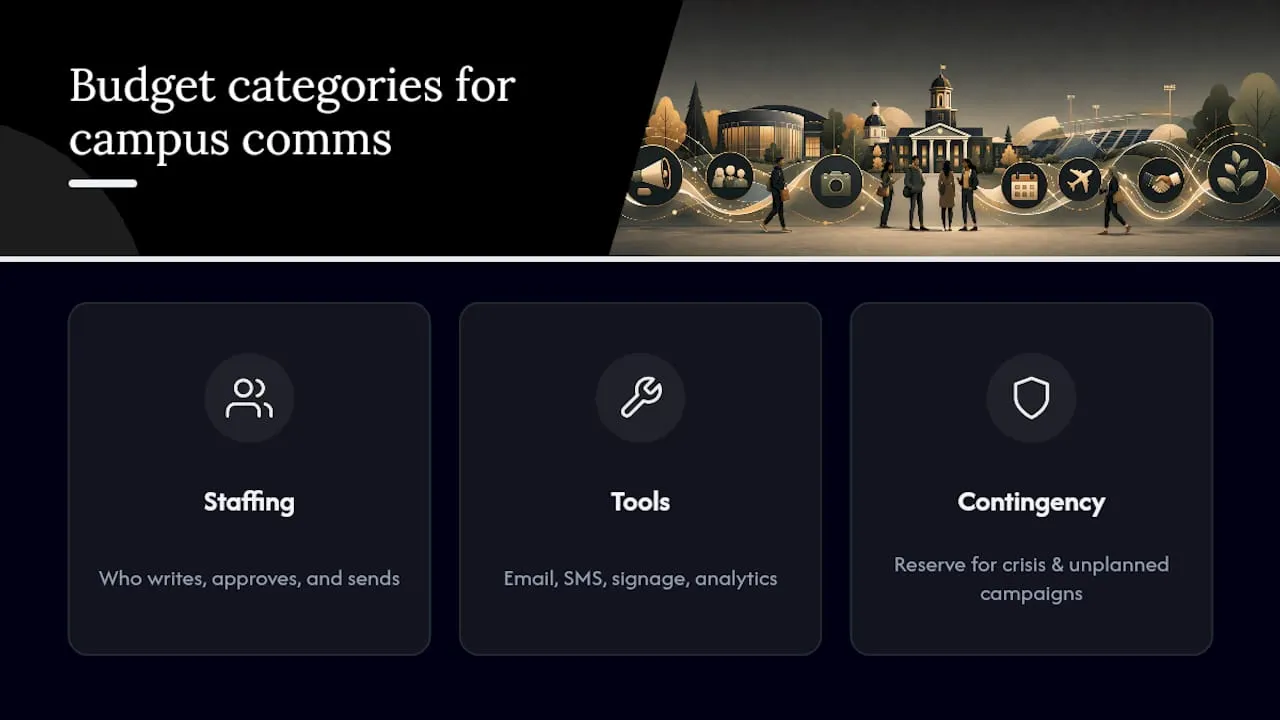 Three campus communication budget categories