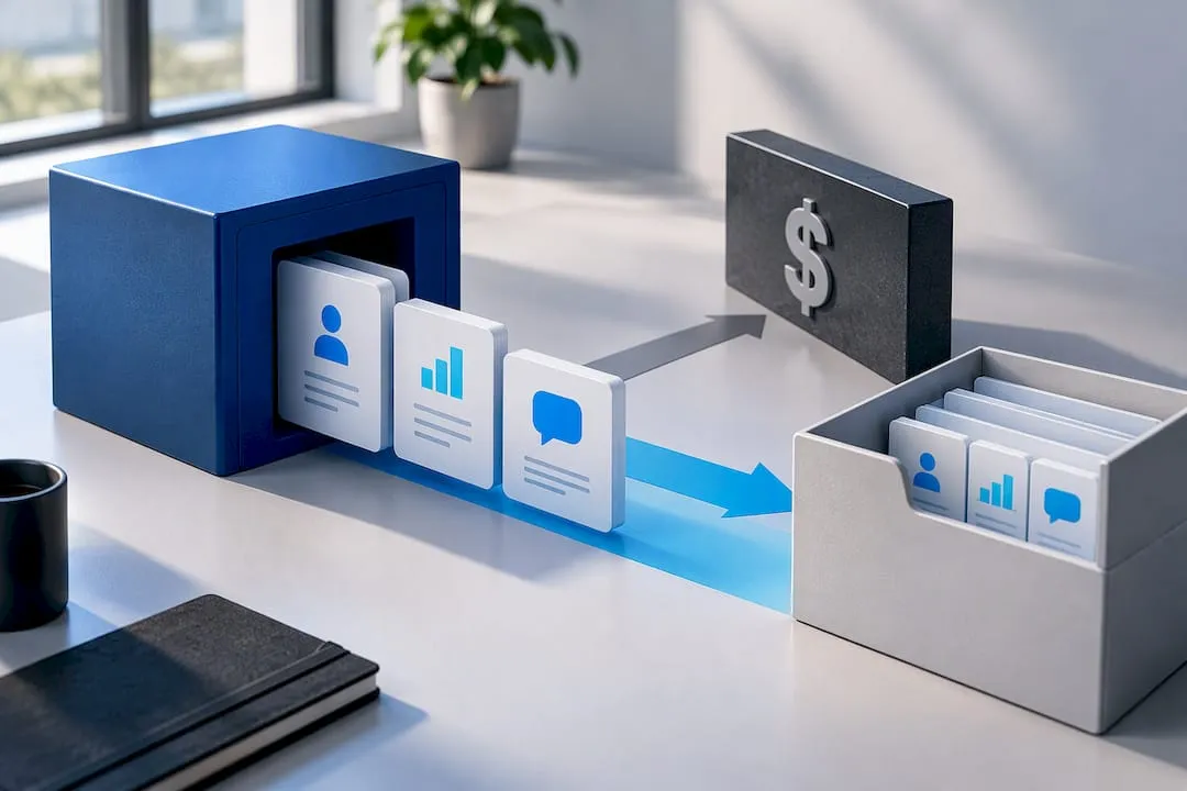 CRM records moving through data export