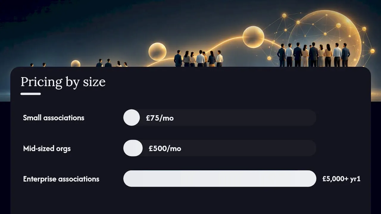 What do associations actually pay, by size? — overview diagram