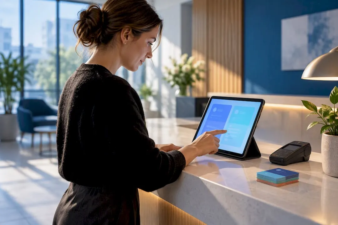 Administrator comparing membership software workflows