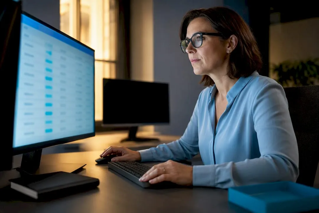 Operator reviewing direct debit migration records