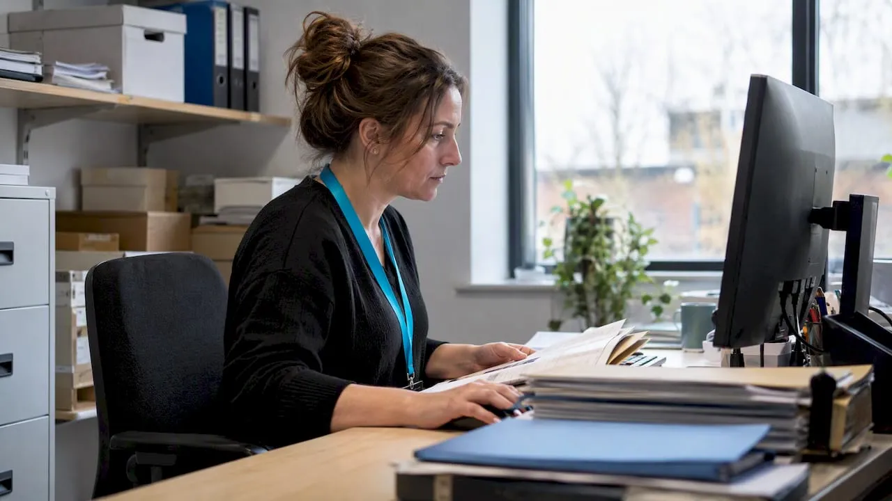 Compliance manager reviewing sampled CPD records