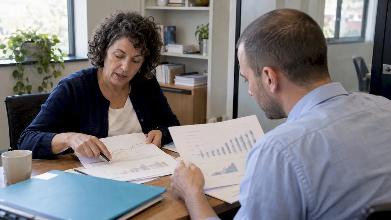 Association leaders reviewing demographic trend charts