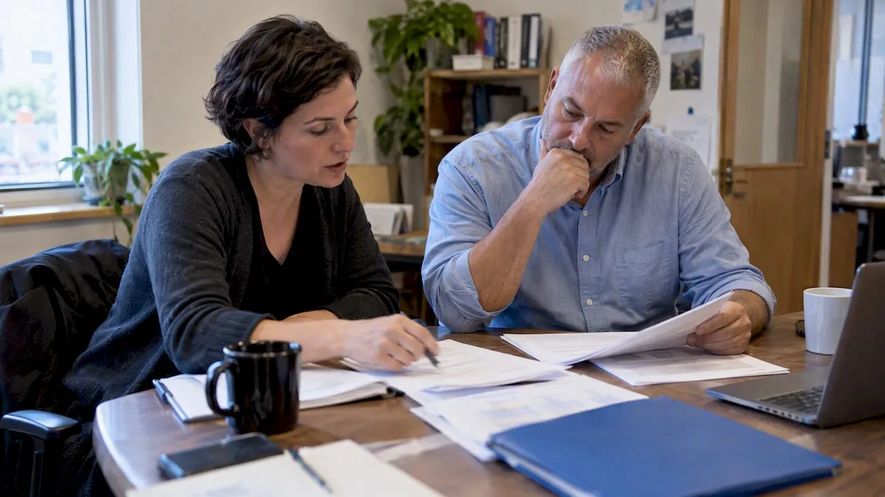 Nonprofit leaders reviewing a sustainability plan