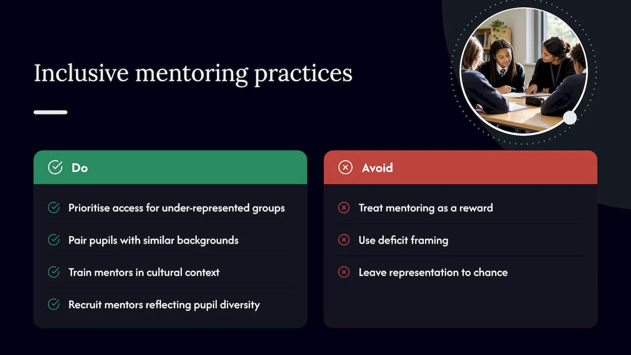 Mentorship, diversity and inclusion in schools — overview diagram