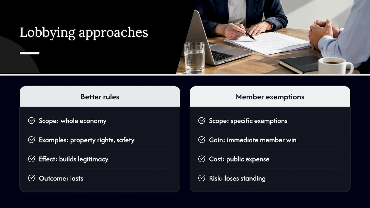 Good lobbying and bad lobbying — overview diagram