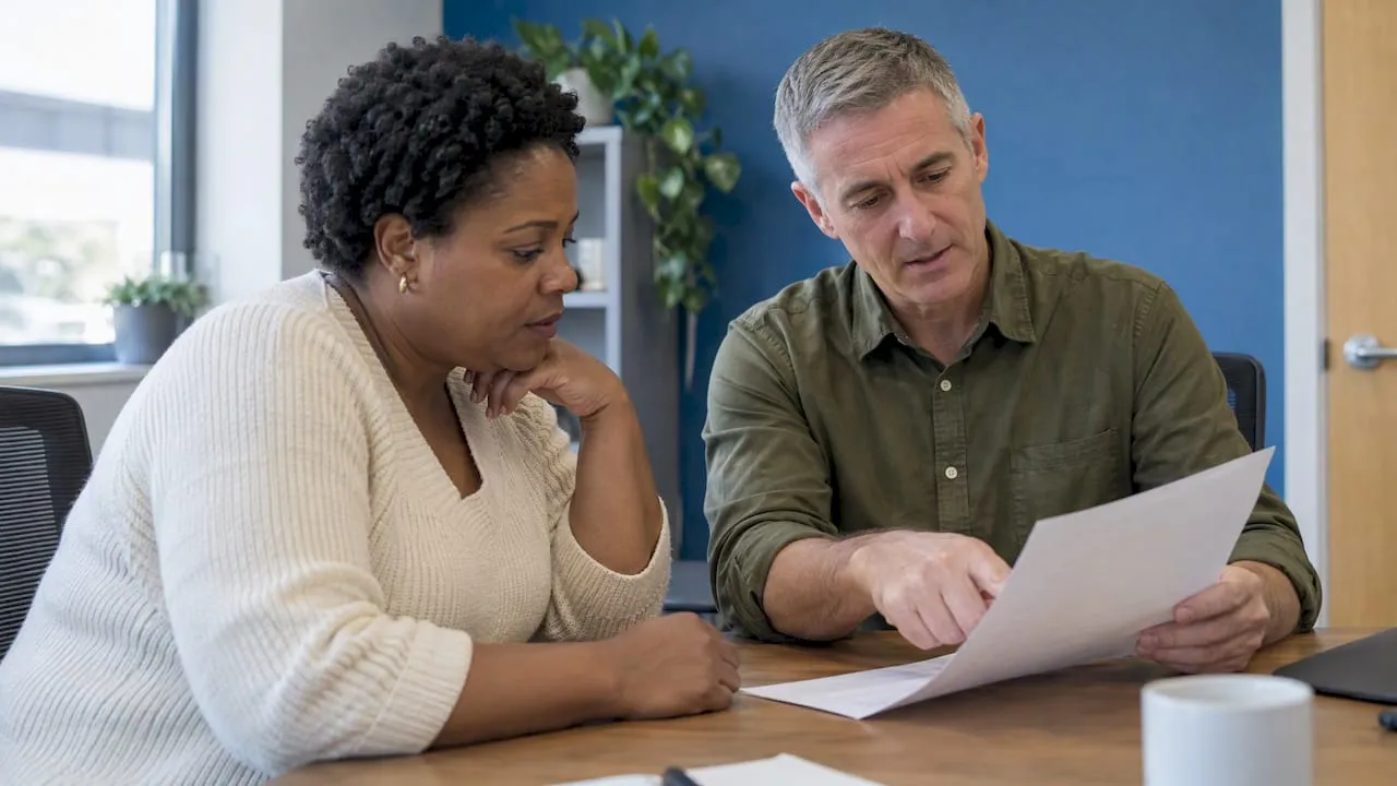 Association leaders reviewing renewal evidence together